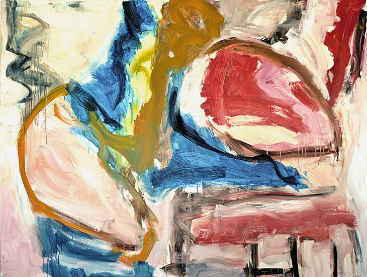 'Midsummer song' - een modern, abstract en groot schilderij van Benfo; samen geschilderd door Ben Vollers & Fons Heijnsbroek; te koop