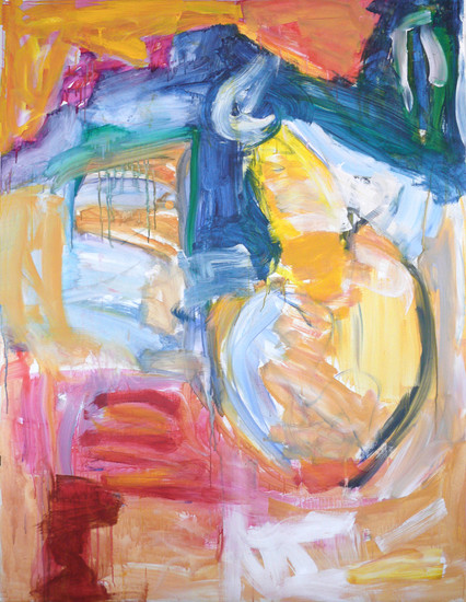 'On the Kings' - een modern, abstract en groot schilderij van Benfo; samen geschilderd door Ben Vollers & Fons Heijnsbroek; te koop
