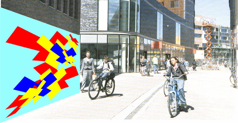 Monumentale toepassing van computerart in stadsgebied