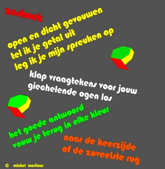 Gedichtenpaneel Zeshoek met gedicht van Michel Martinus