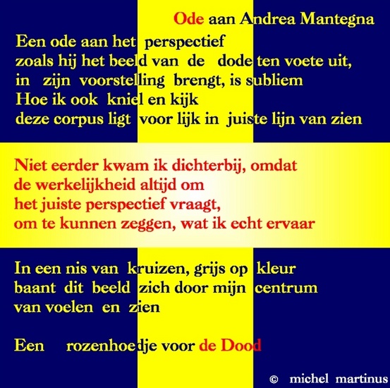 Gedichtenpaneel Ode aan Andrea Mantegna met gedicht van Michel Martinus