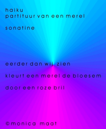 Grafiek. Haiku. Sonatine. Partituur van een Merel