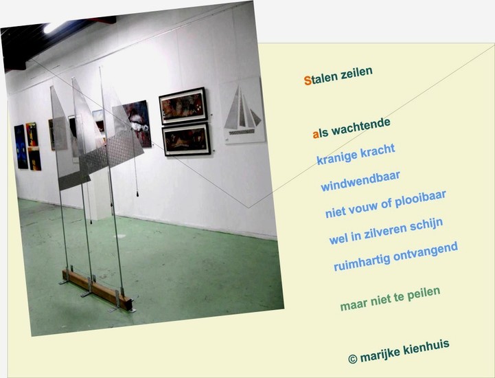 Installatie: De zeilen zijn gehesen met gedicht van Marijke Kienhuis