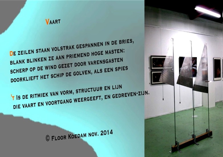 Installatie: De zeilen zijn gehesen met gedicht van Floor Koedam