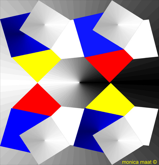 Computerkunst. Geometrisch Figuur Uitgeklapt Vierkant