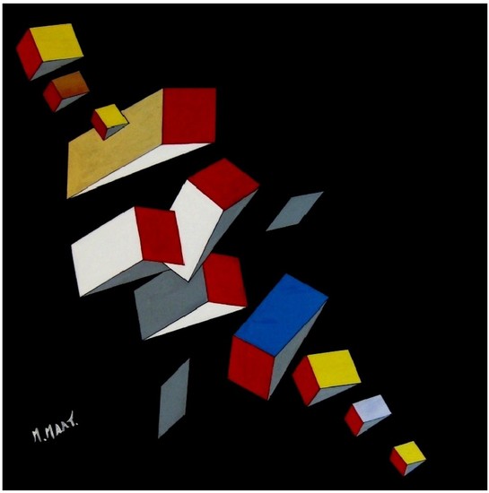 Geometrisch werk: Omlaag gevallen