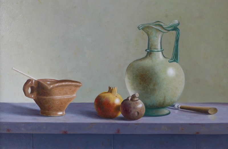 Stilleven met Romein glas- en aardewerk