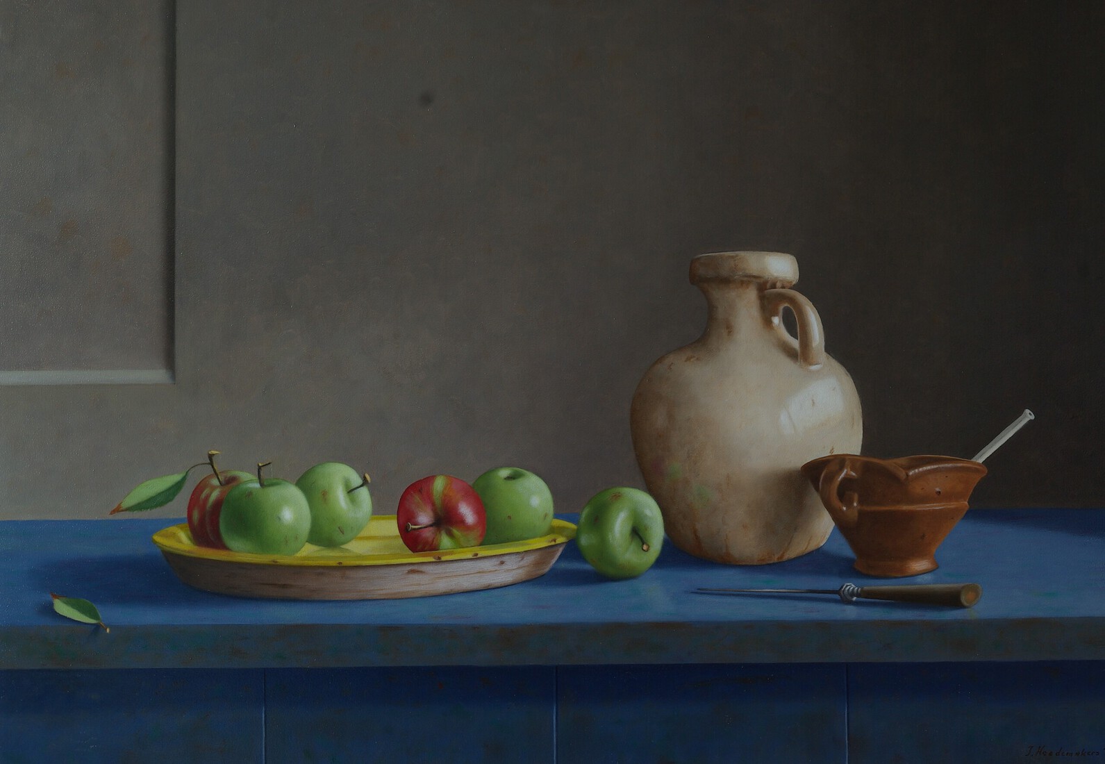 Stilleven met appels en kruik