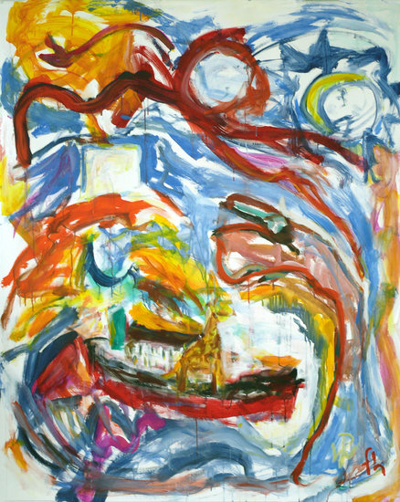 1. Creation and Re-creation of the earth, first painting of the tryptich Canticle of the Sun by Saint Francis