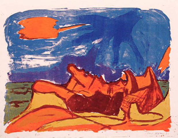 color lithography Côte Sauvage, Brittany, France