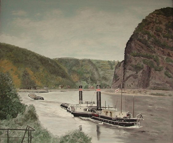 radersleepboot opvarend aan de Loreley