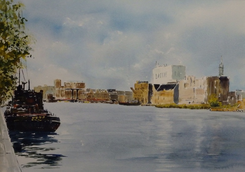 Fabriekswand Wormer langs de Zaan