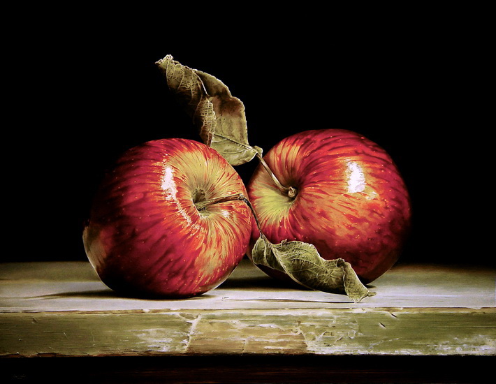 Stilleven met twee appels.