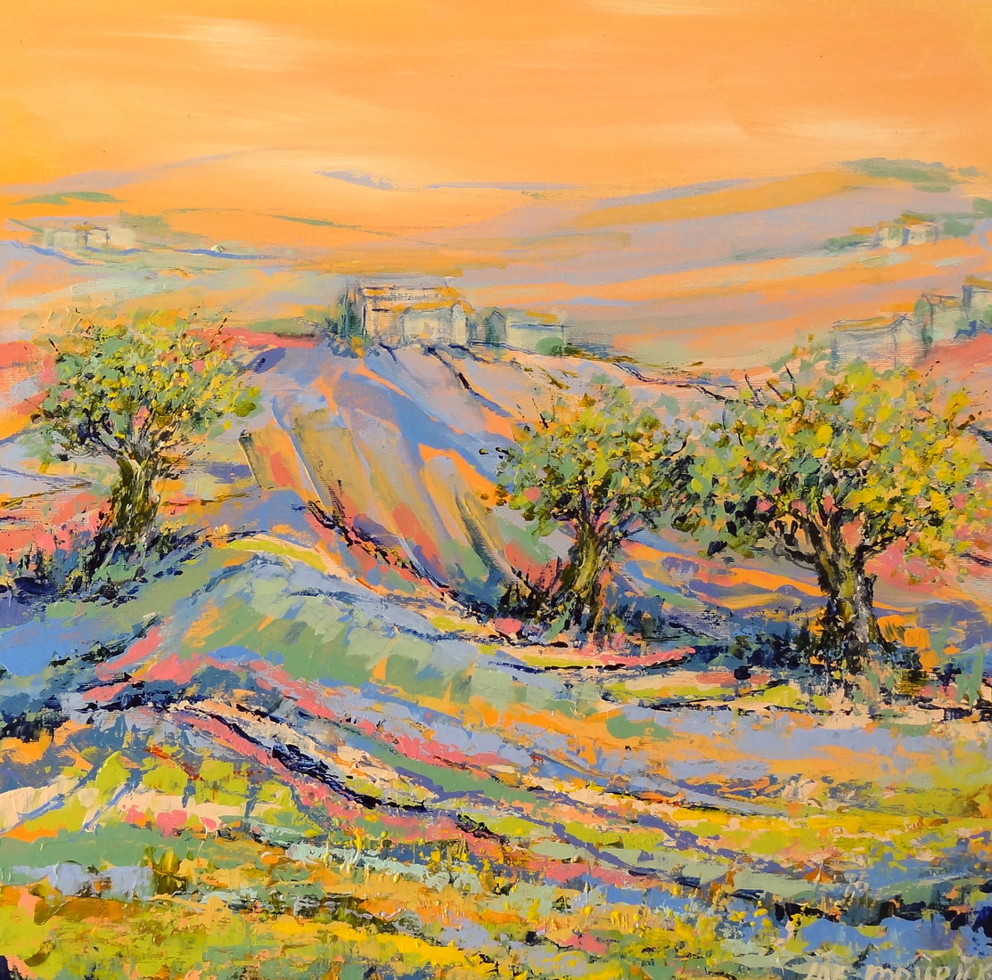 Orange sky, blue hills - (sold)