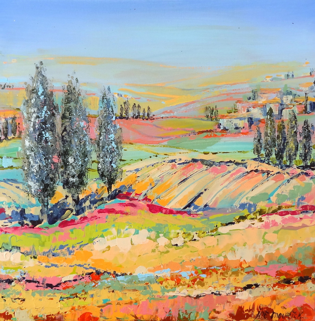 Cypress trees in a colorful world - (sold)