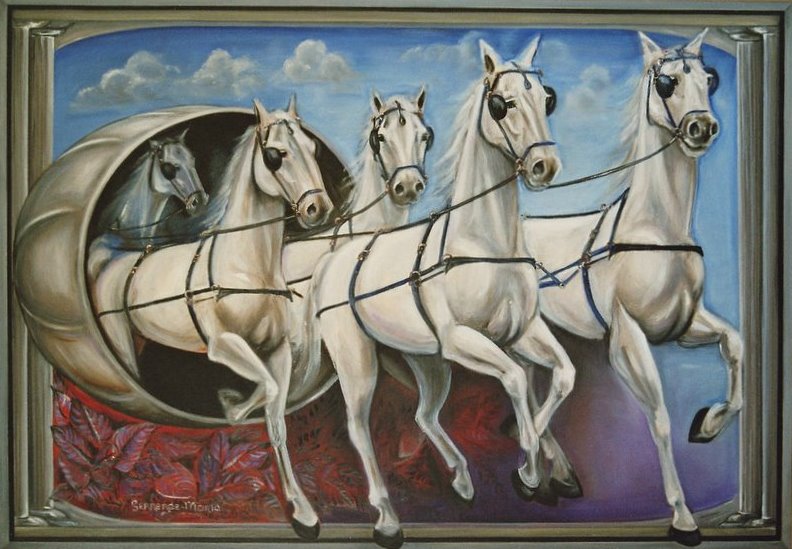 Paarden om door een ringetje te halen