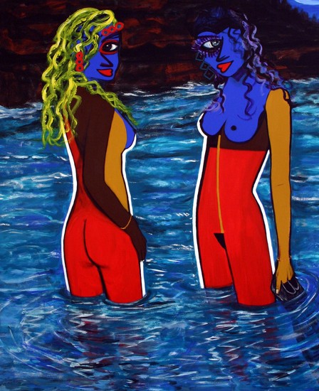 958:TWO WOMEN (snorkling)