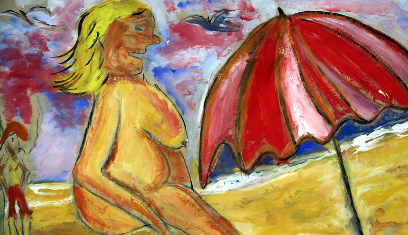FAT LADY ON THE BEACH