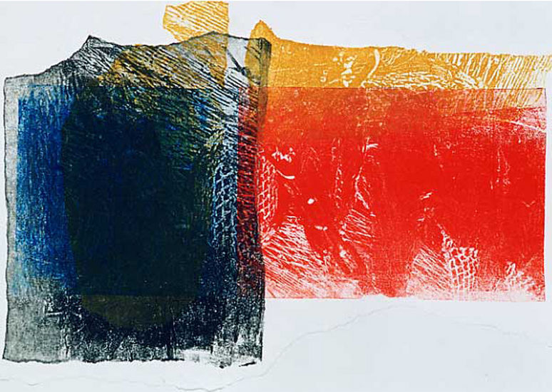 Fishings nets in graphic art 1. - monotype, printed from structures of fishnets