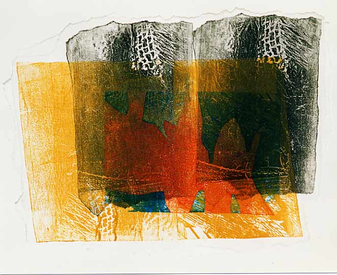 Fishings nets in graphic art 2. - monotype, printed from of structures of fishnets