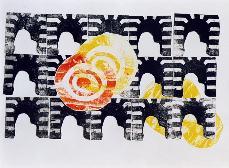 'Voor en achter de poorten 1.' - collage/mono-print