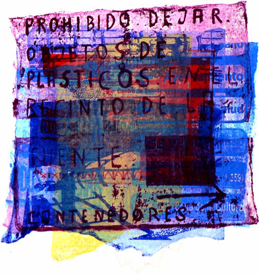 Andalucia III - colorful grahic art - monotype