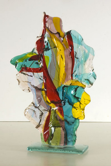 'Hunting scene' - glass fusing sculpture