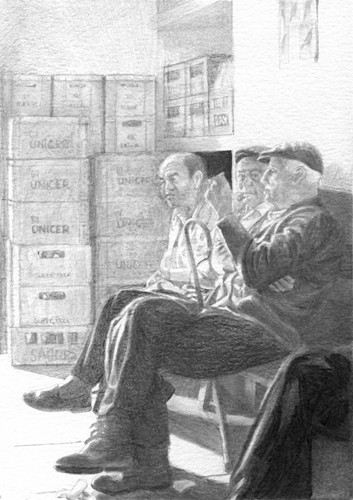 Mannen in een oude bar #1bw