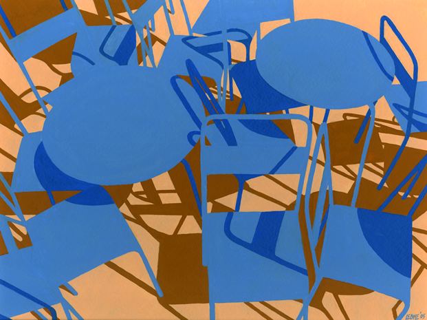 Blauwe stoelen met ronde tafels #21