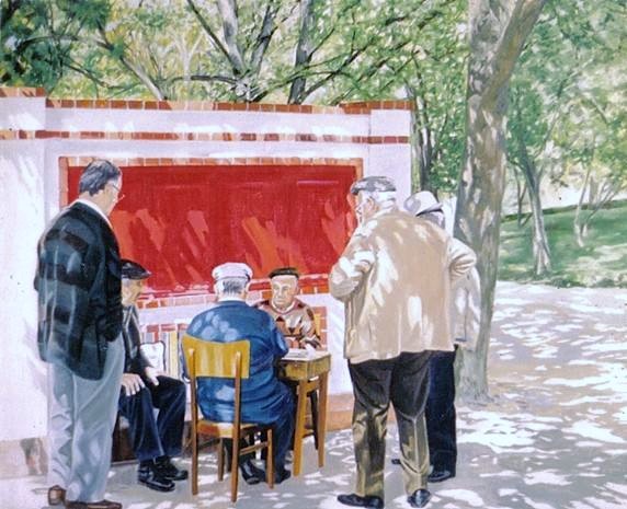 Kaart spelers in het park