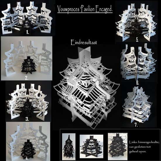 Process of folding Pavilion encaged