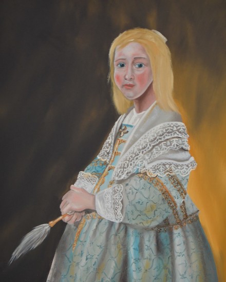 Jong meisje in blauwe jurk