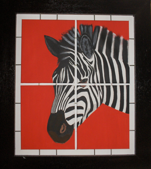 Zebrahoofd in vieren