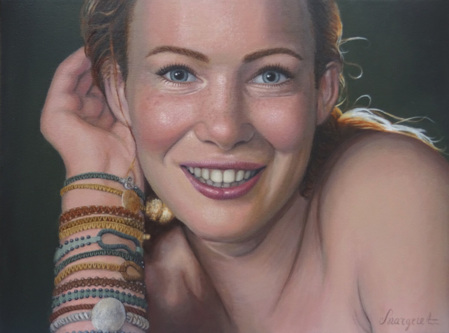 Olieverf portret van jonge vrouw