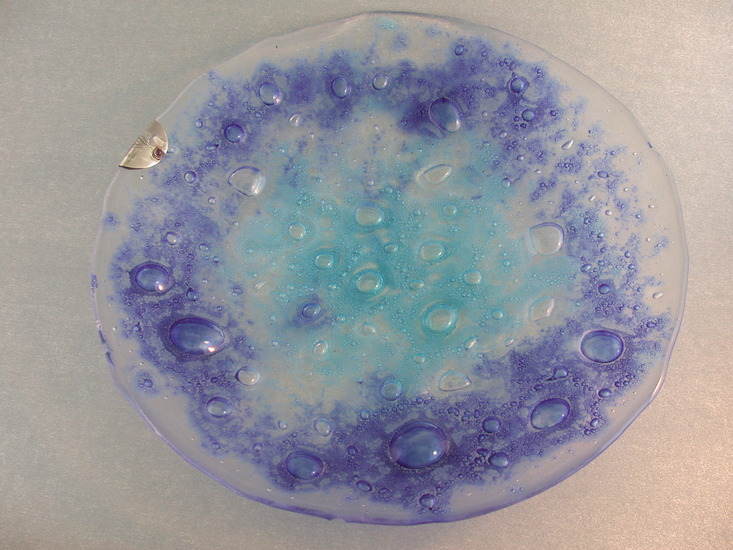 Bubble schaal van fused glas met zilver detail