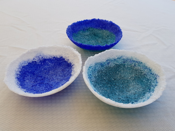 pate de verre schalenset van 3