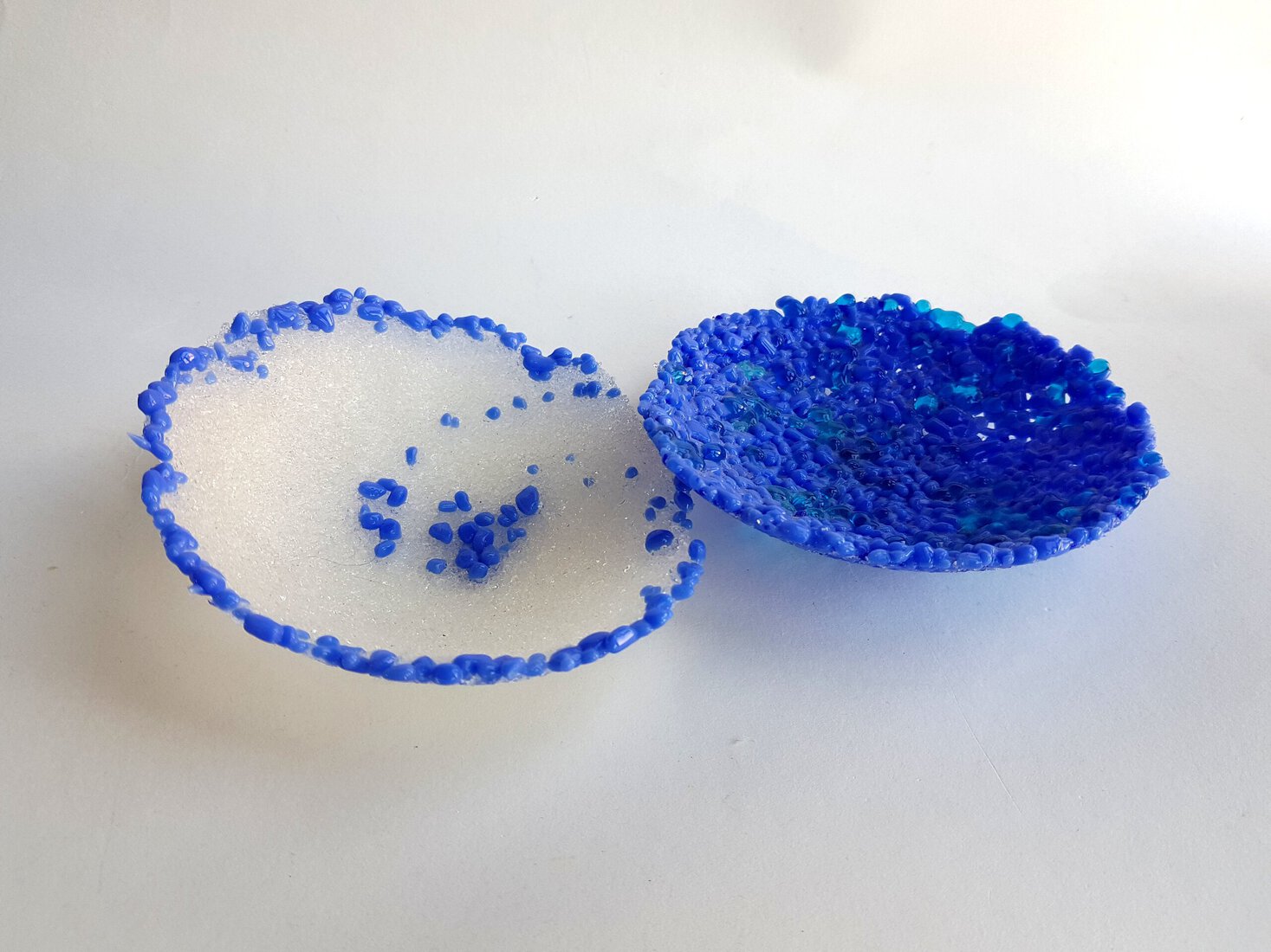 Pate de Verre Glas schaal Blue White schalensetje