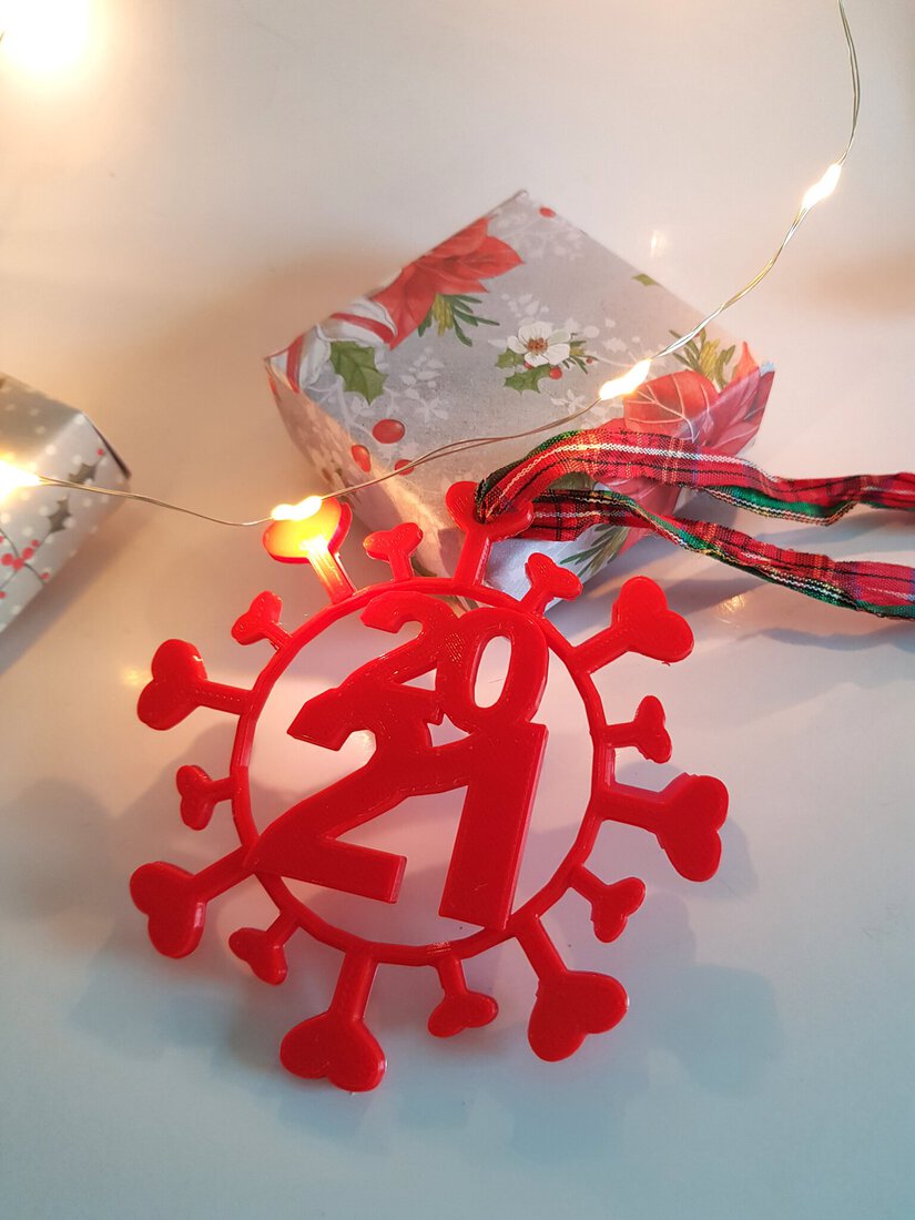 Onderscheiding Medaille Gedenk-object, Hartje voor Covid, Kerstbal ornament voor 2021
