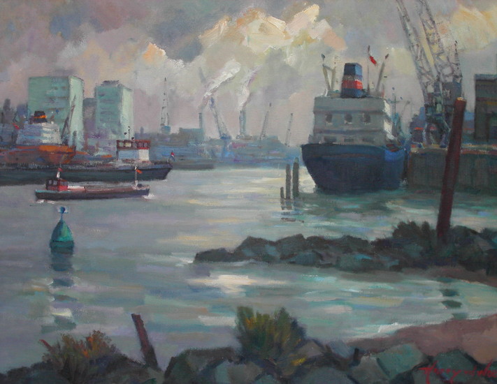 Schip bij Heijplaat te Rotterdam