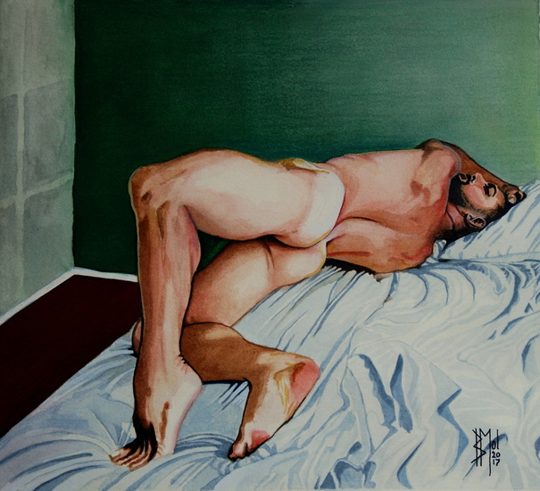 male nude stretching