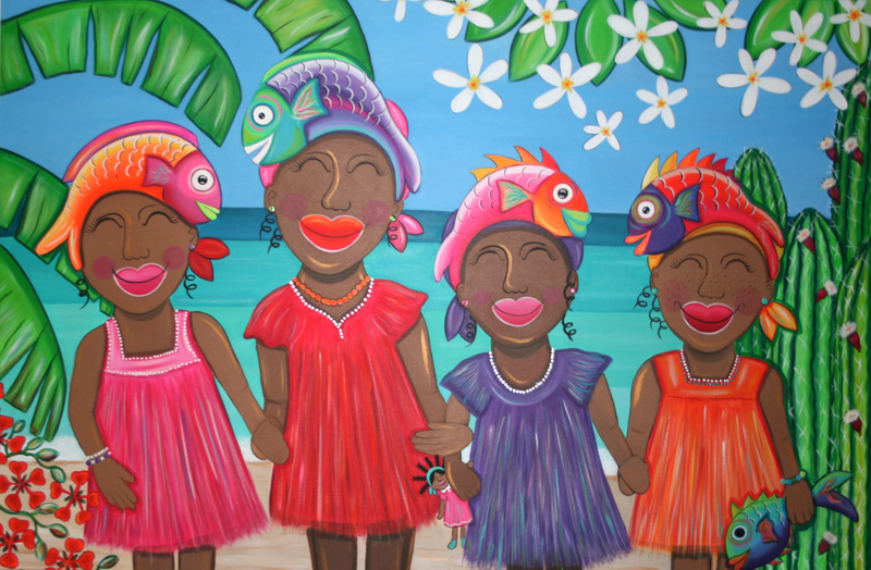 Antilliaanse kinderen aan het strand