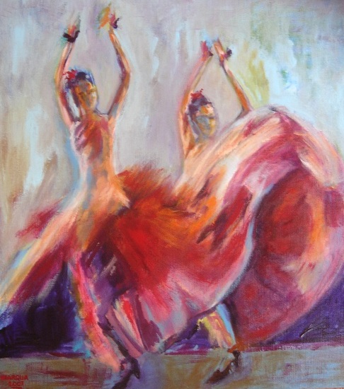 Twee Flamenco danseressen in blauw MARQUA827 € 595