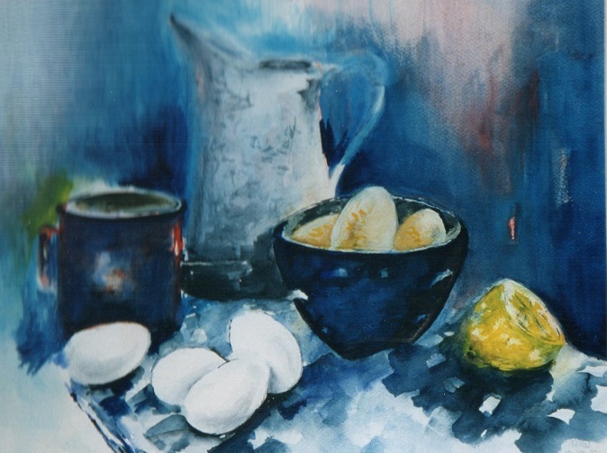Aquarel stilleven blauw MARQUA1109 € 195