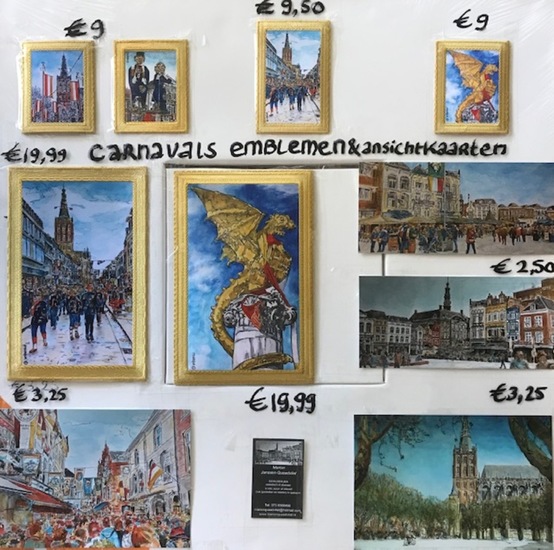 Pakket Carnavalsemblemen en ansichtkaarten Oeteldonk en 's-Hertogenbosch € 91 incl. verzendkosten