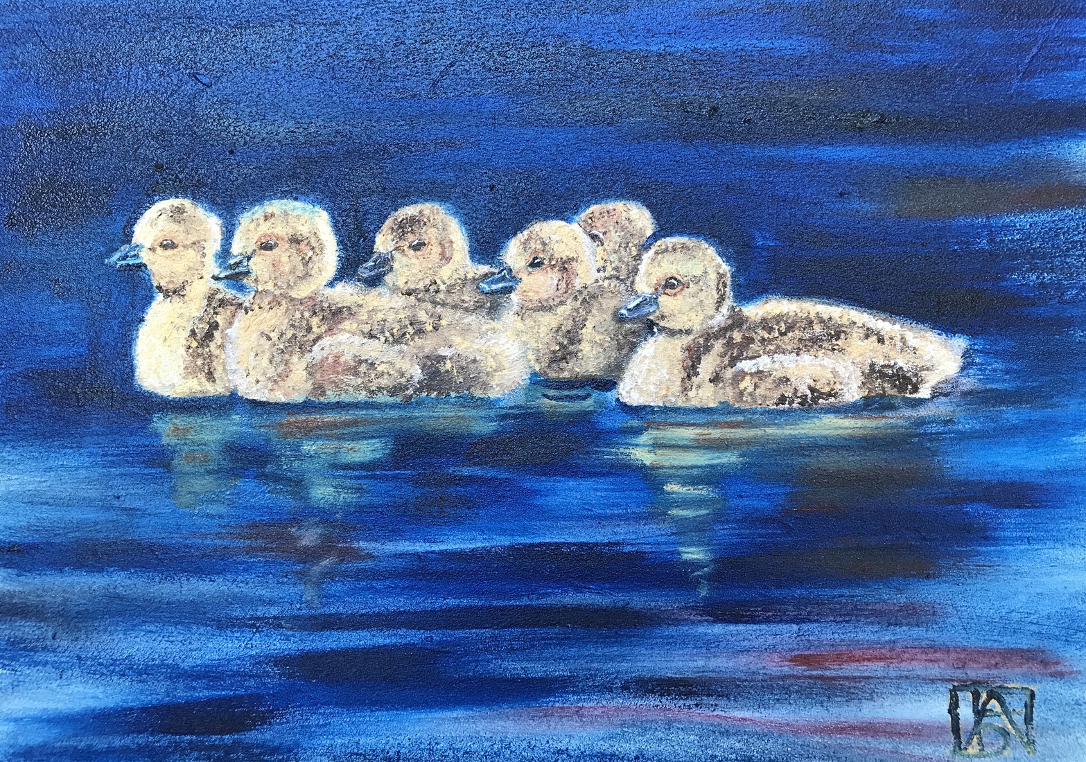 Alle eendjes zwemmen in het water