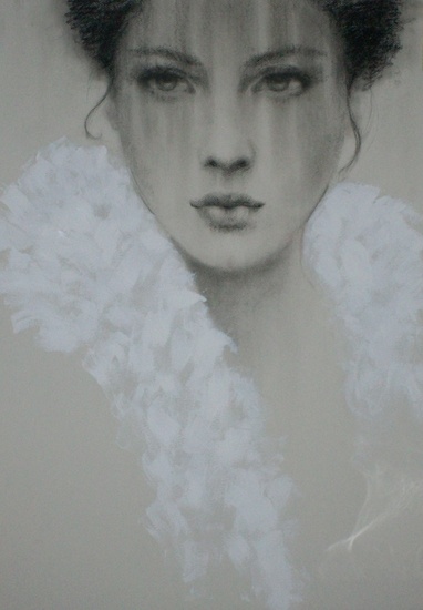 Angel face: white feathers