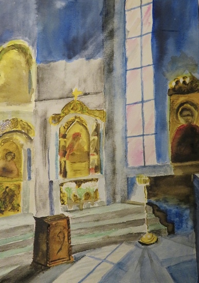 Interieur van Russisch Orthodoxe kerk