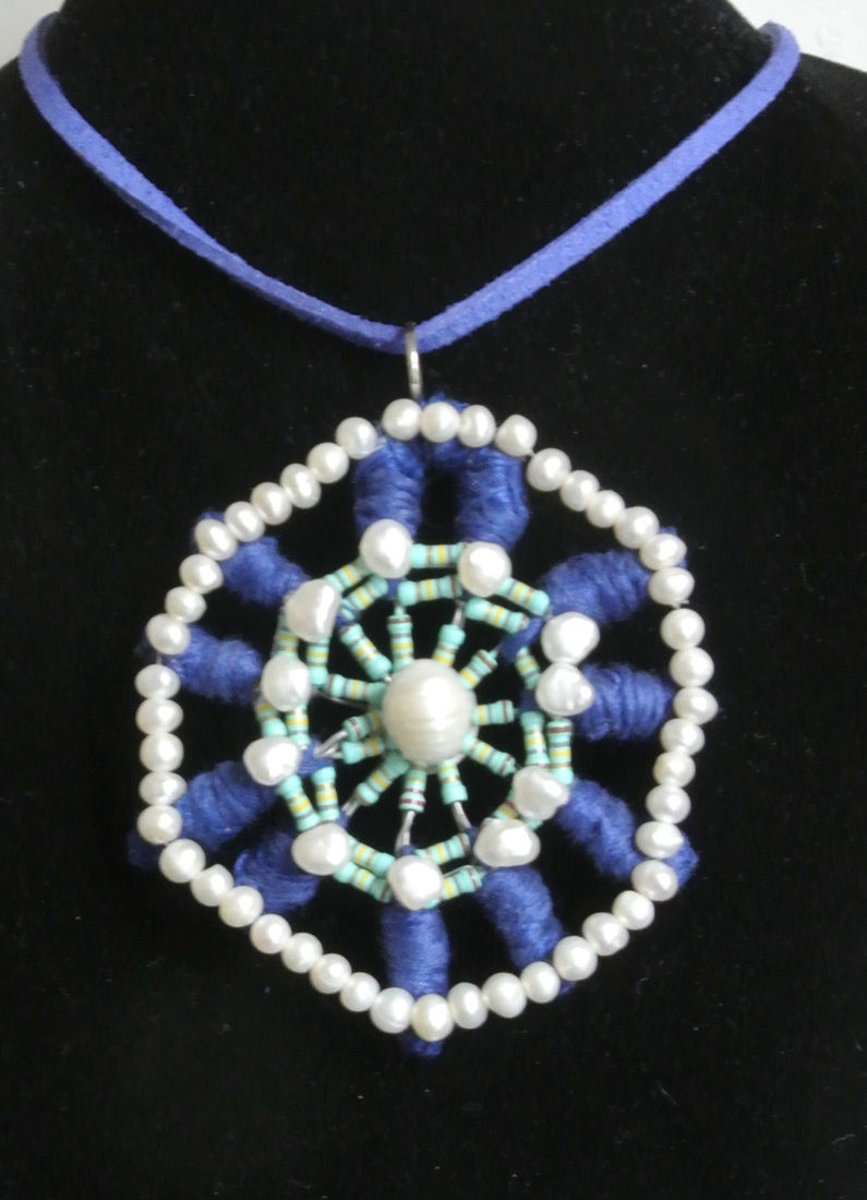 turkoois/blauw en parels