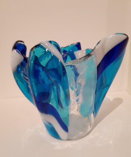 Plooivaas blauw-wit