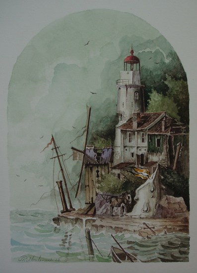 Marken,vuurtoren 'Het paard van Marken.'